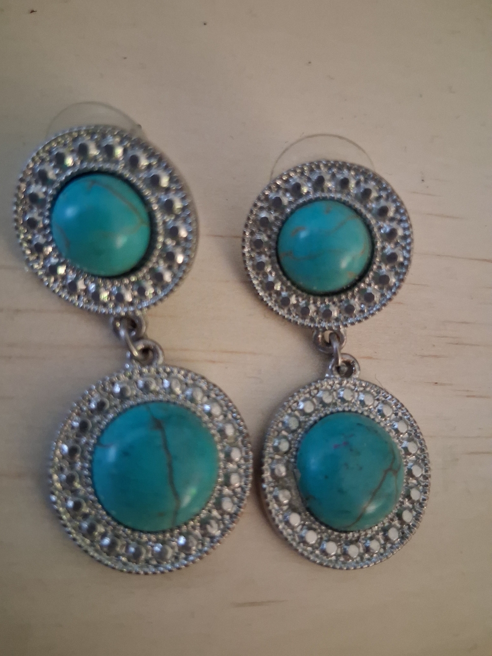 Turquoise Double-Drop Circle Earrings - Women's Jewelry